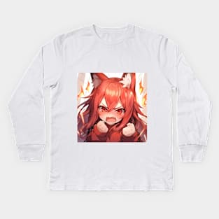 fox girl angry Kids Long Sleeve T-Shirt